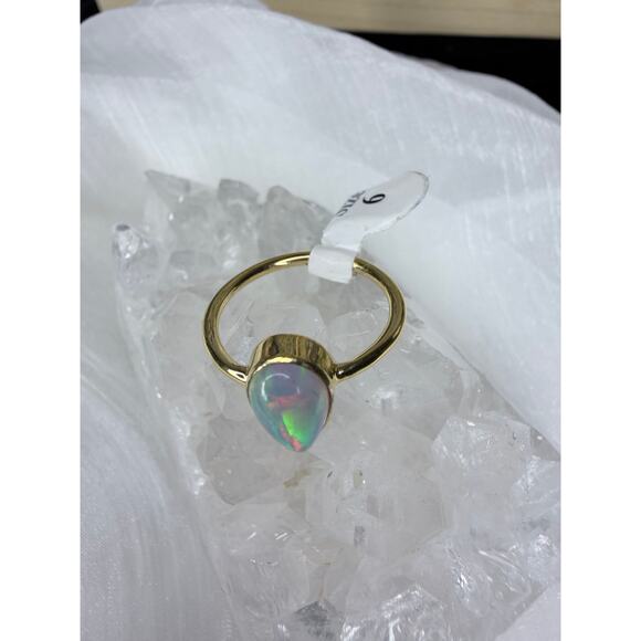 ⨠Ethiopian Opal Ring 18K Gold Plated 925 Size 6 ⨠- Picture 5 of 5